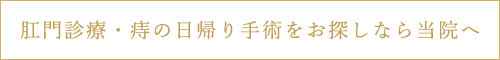 肛門診療・痔の日帰り手術をお探しなら当院へ