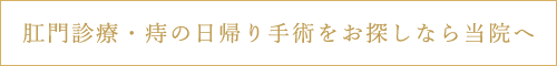 肛門診療・痔の日帰り手術をお探しなら当院へ